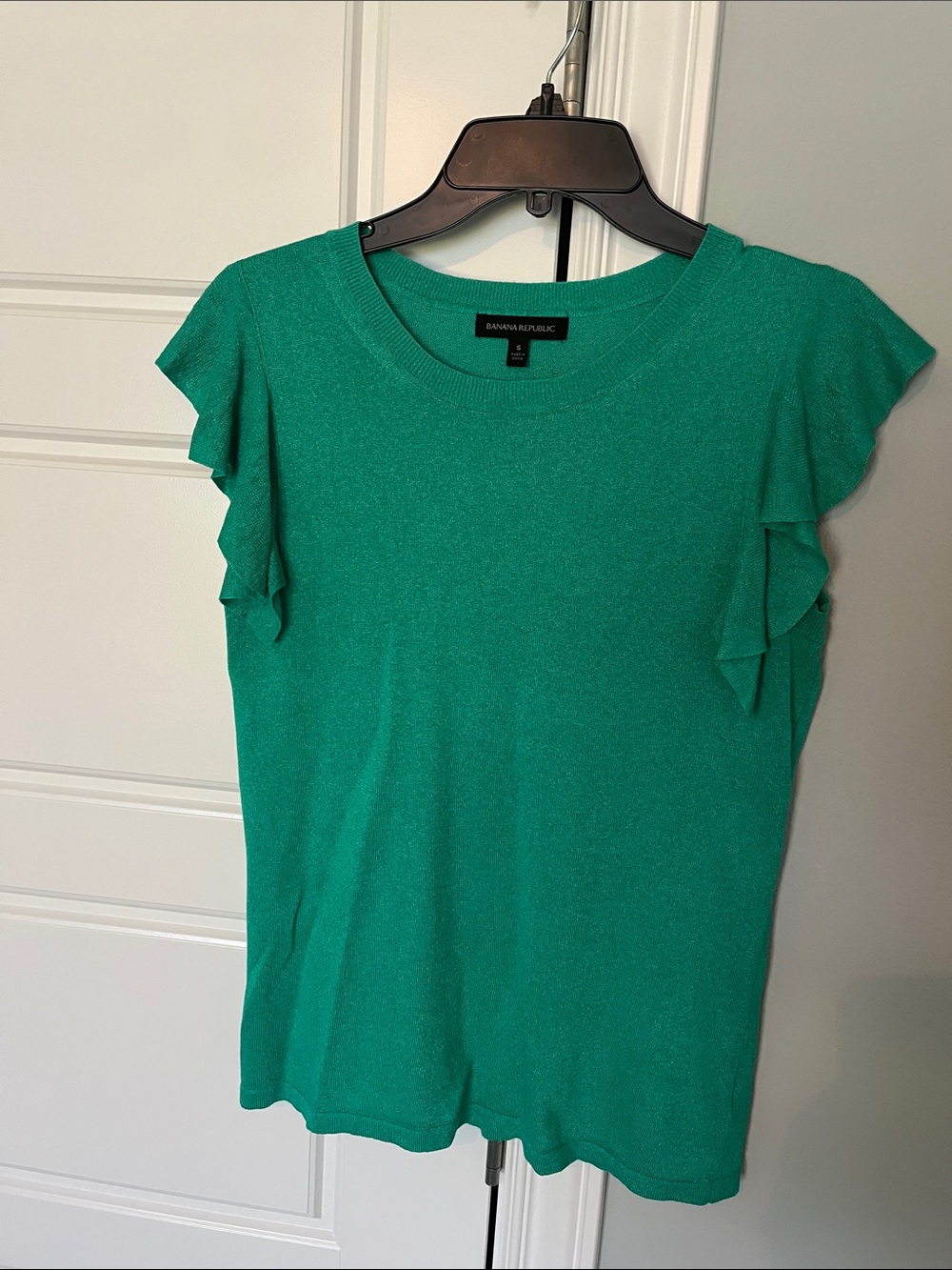 Banana Republic Teal Ruffle Sleeve Short Sleeve Top